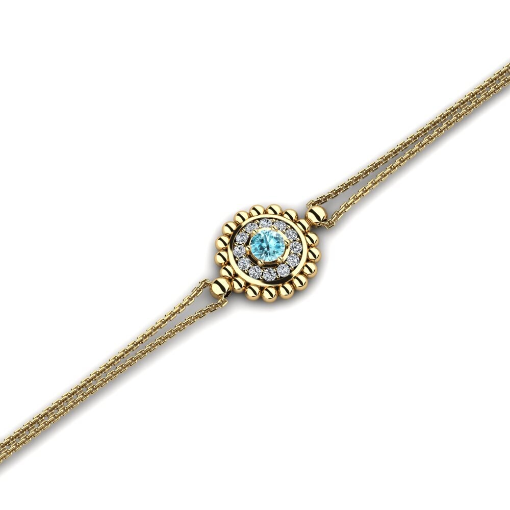 14ct Yellow Gold Blue Zircon Women's Bracelet Choleran