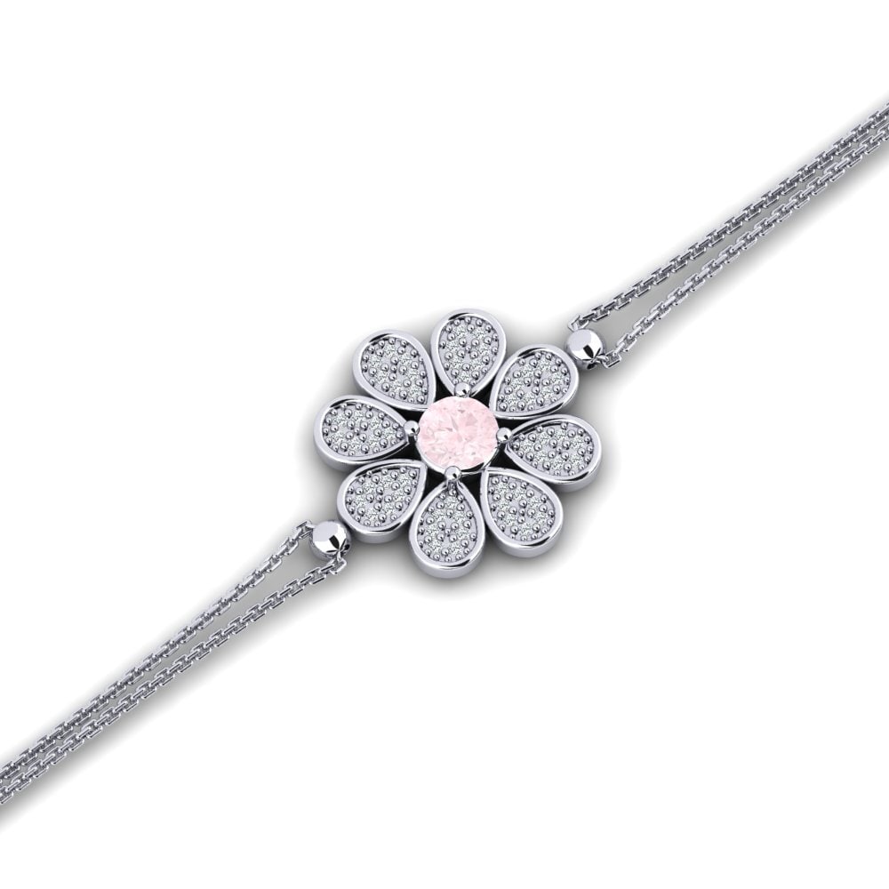 White Silver Rose Quartz Women's Bracelet Chomagen