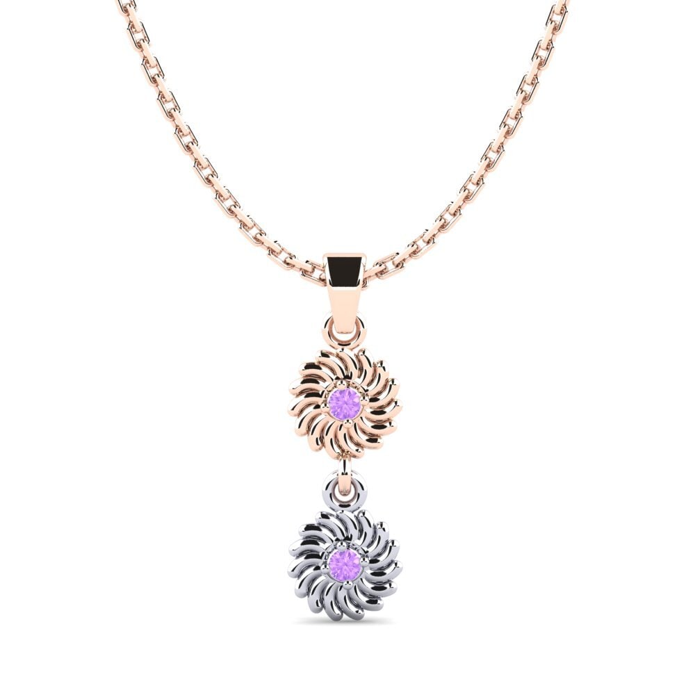 9k Oro Rosa & Blanco Amatista Colgante de Mujer Choo