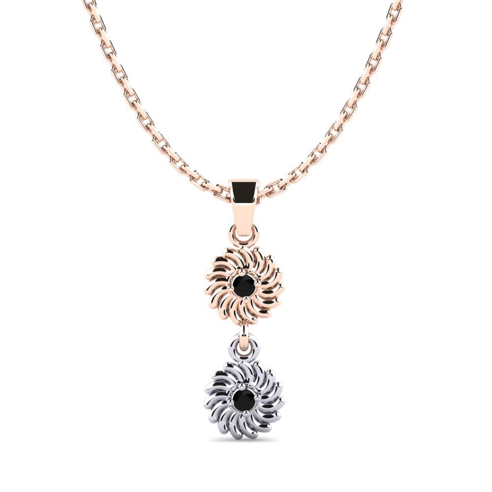 14k Oro Rosa & Blanco Zafiro negro Colgante de Mujer Choo