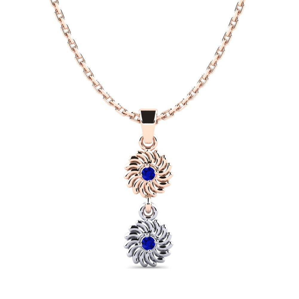 9k Oro Rosa & Blanco Zafiro Colgante de Mujer Choo