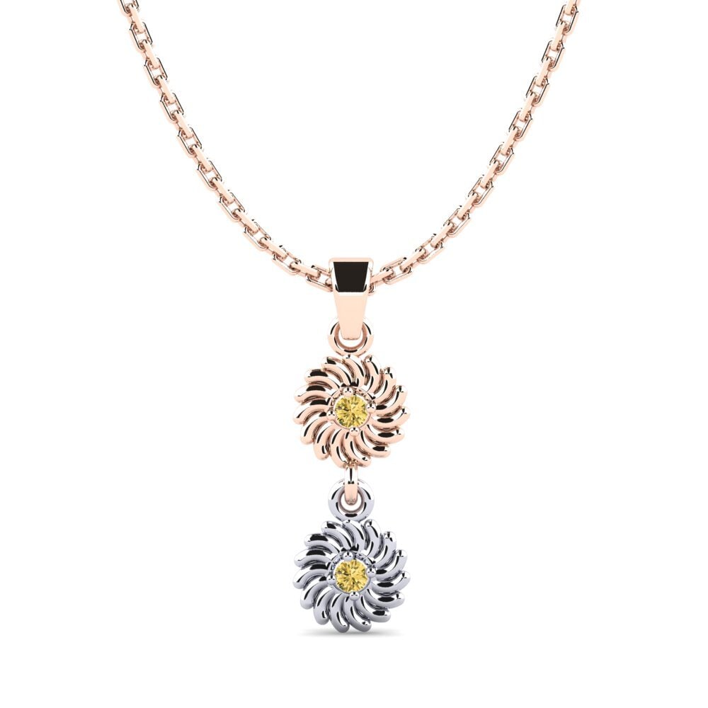 9k Oro Rosa & Blanco Diamante Amarillo Colgante de Mujer Choo