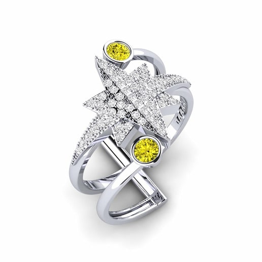 Ring Chort 585 White Gold & Yellow Diamond & White Sapphire