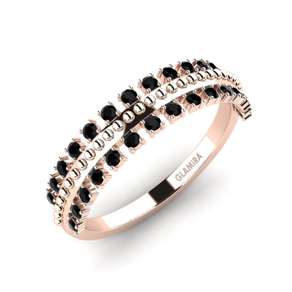Or rose 14k Diamant Noir Bague Chretien