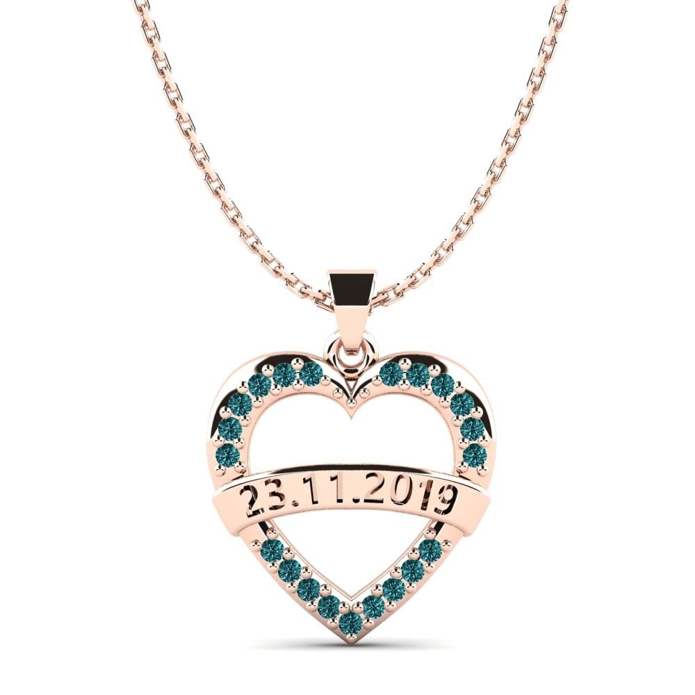 Rotgold 585 Blauer Diamant Damen anhänger Christen