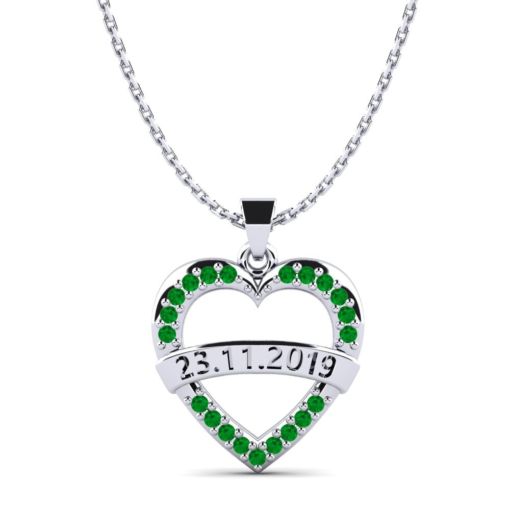 950 Palladium Smaragd Damen anhänger Christen