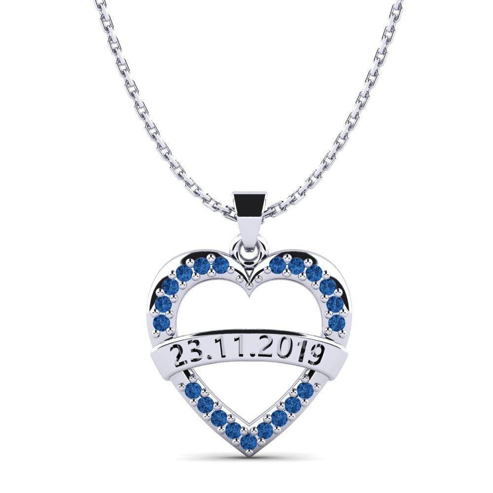 Weiß-Silber Dunkelblauer Zirkonia Damen anhänger Christen