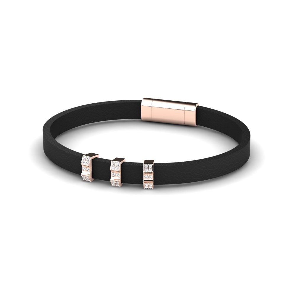 9K Rose Gold White sapphire Men's Bracelet Chu