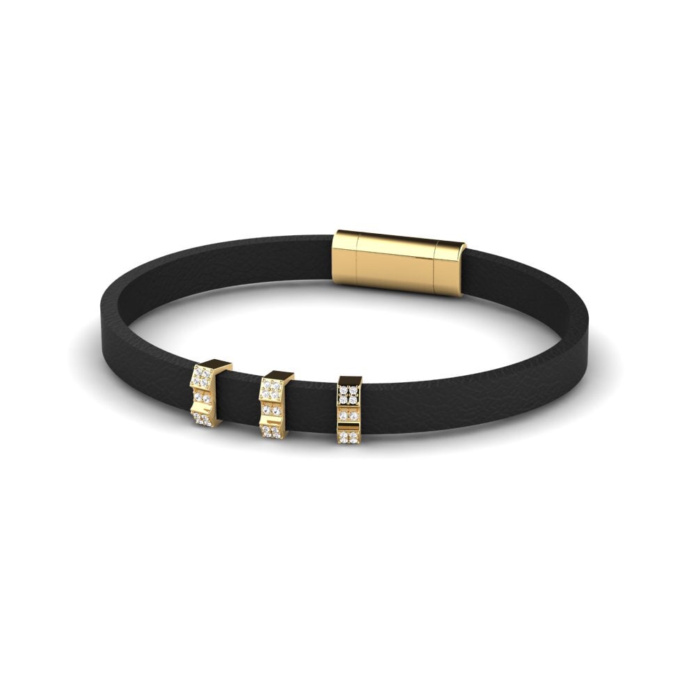 18ct Yellow Gold White sapphire Men's Bracelet Chu