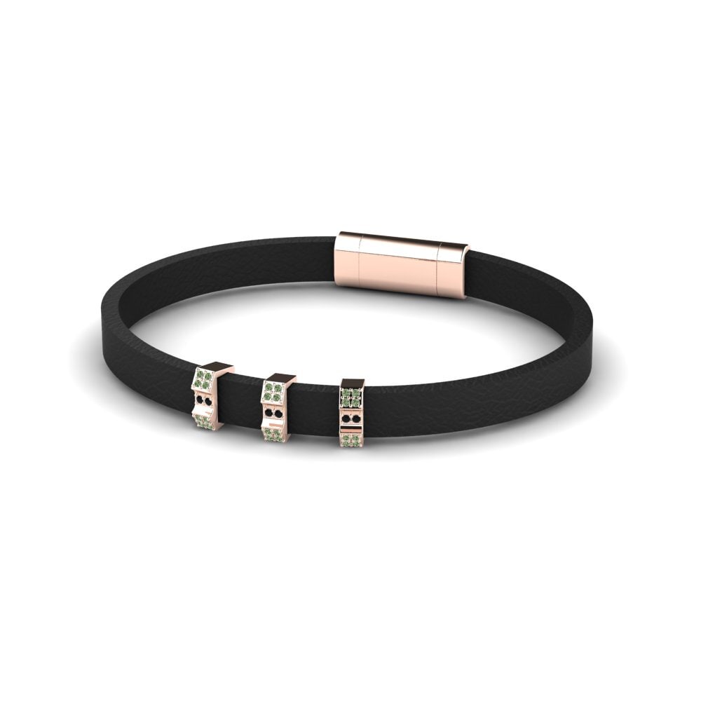 18ct Rose Gold Green Diamond Men's Bracelet Chu
