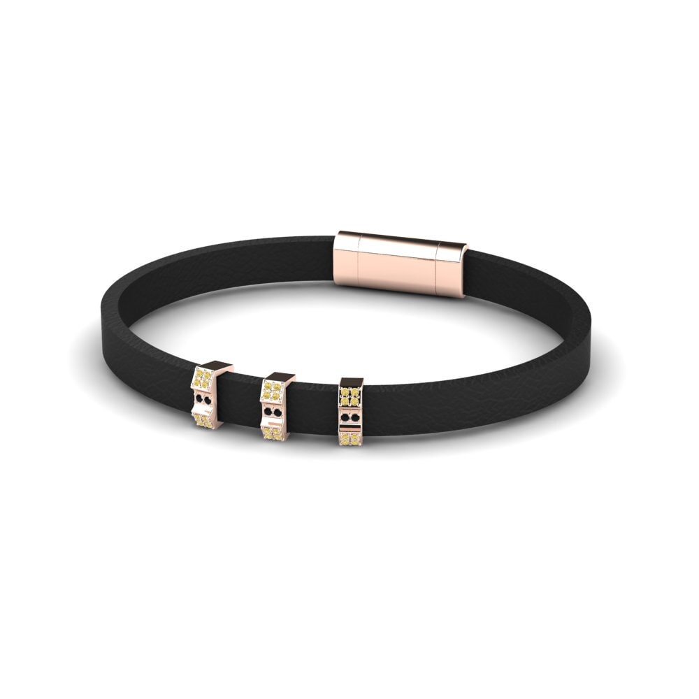 18ct Rose Gold Yellow Diamond Men's Bracelet Chu