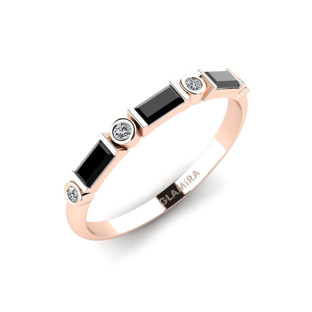 Or rose 14k Onyx Noir Bague Churn