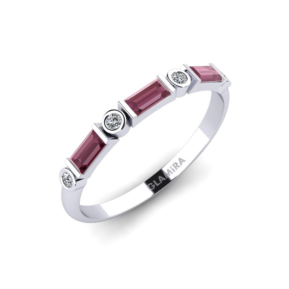 Argent Blanc Grenat de Rhodolite Bague Churn