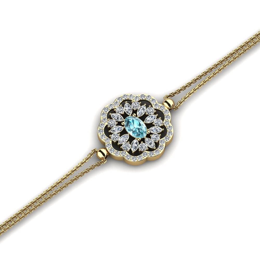 14ct Yellow Gold Blue Zircon Women's Bracelet Chyle