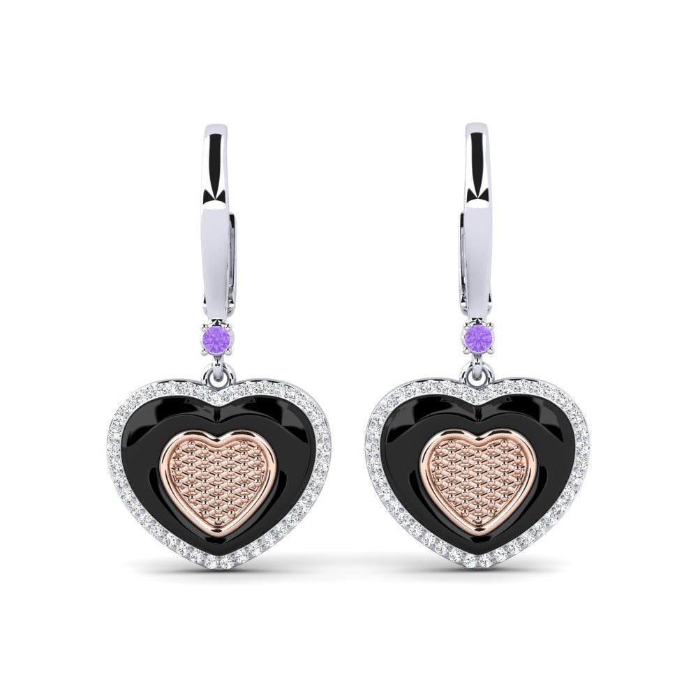 18ct White & Rose Gold Amethyst Women's Earring Ciccone