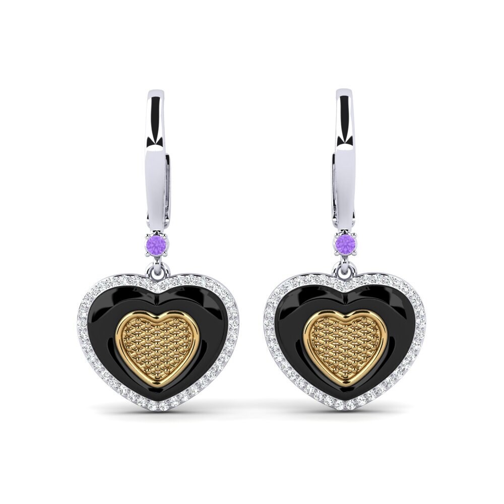 14ct White & Yellow Gold Amethyst Women's Earring Ciccone