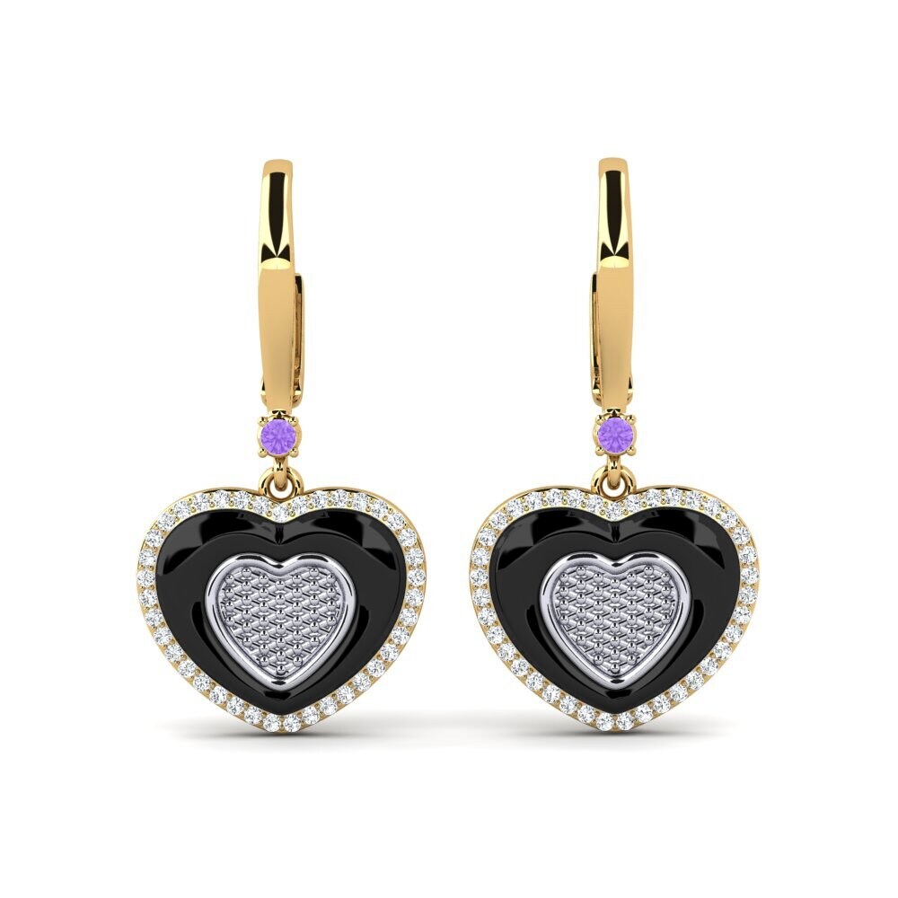 9ct Yellow & White Gold Amethyst Women's Earring Ciccone