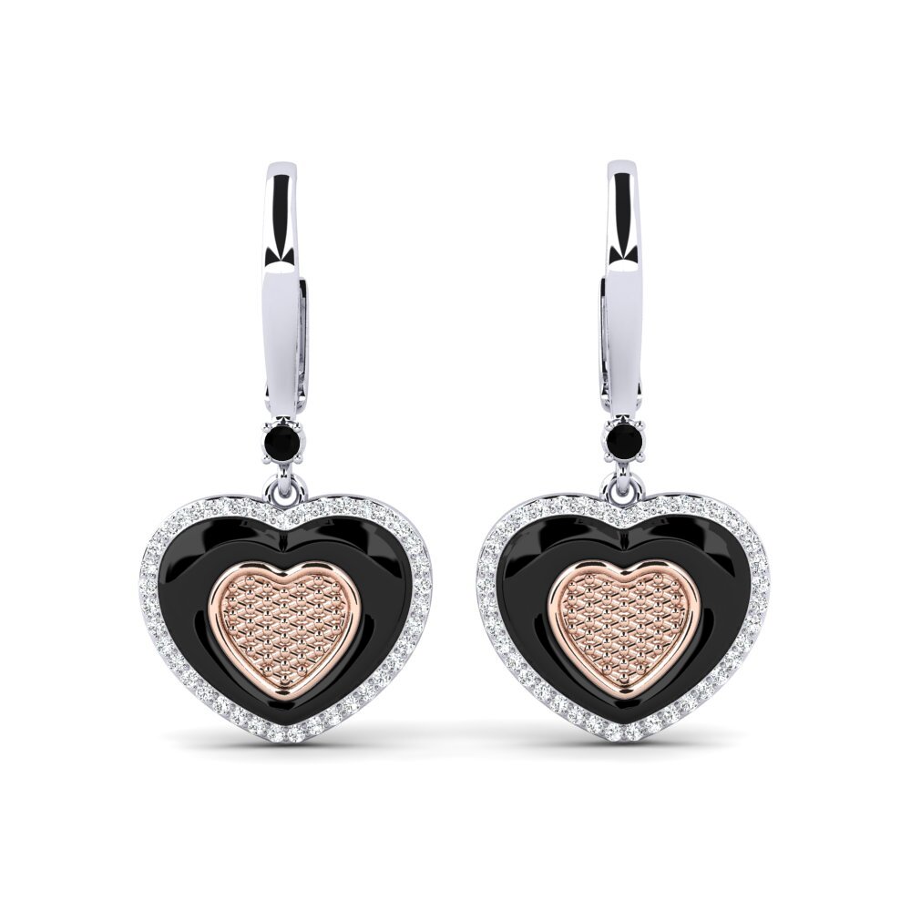 14ct White & Rose Gold Black Onyx Women's Earring Ciccone