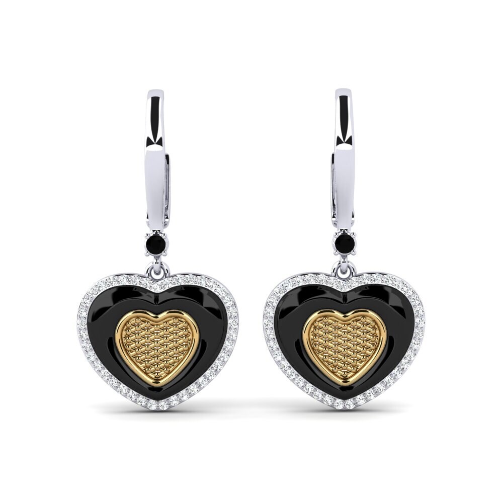 9ct White & Yellow Gold Black Onyx Women's Earring Ciccone
