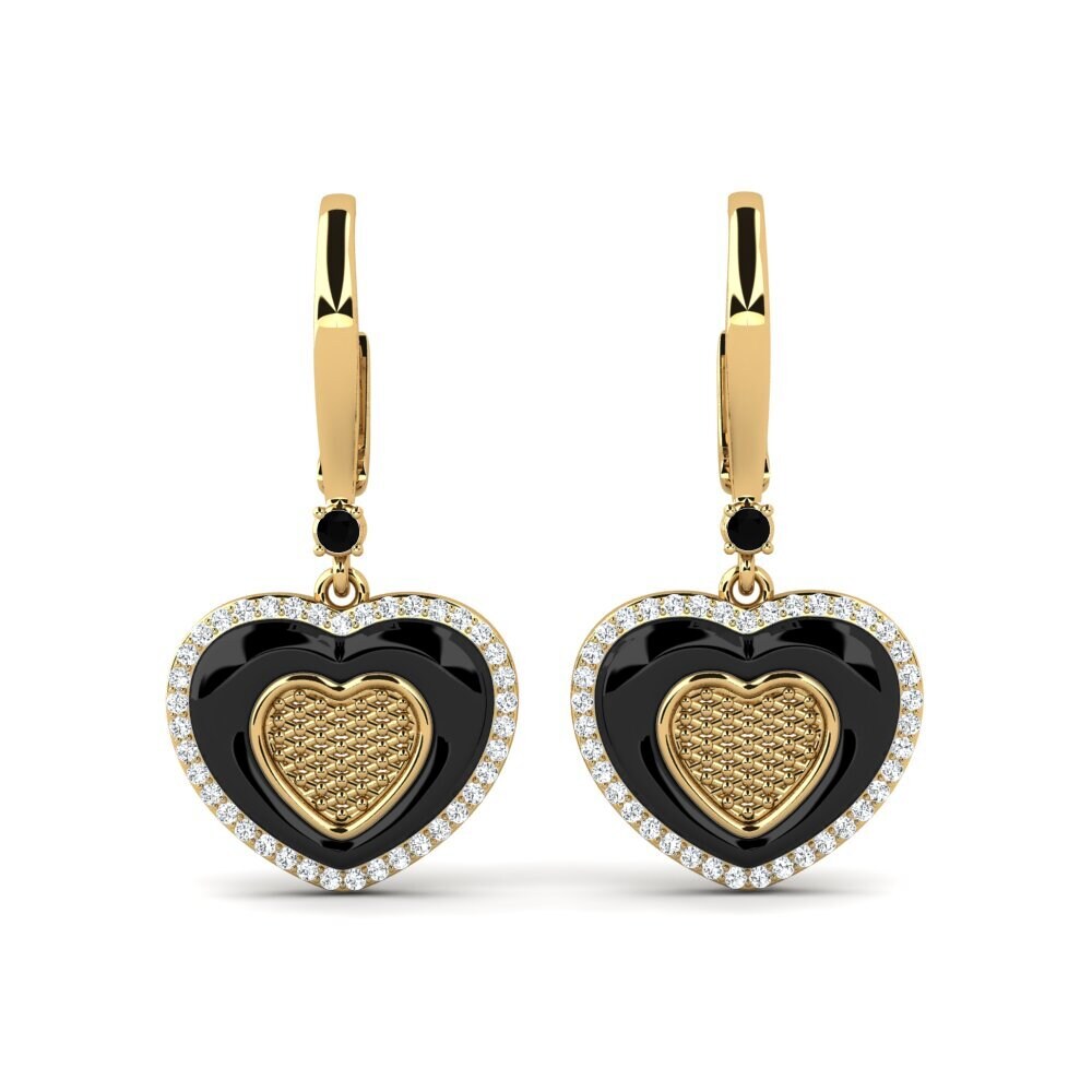 9ct Yellow Gold Black Onyx Women's Earring Ciccone