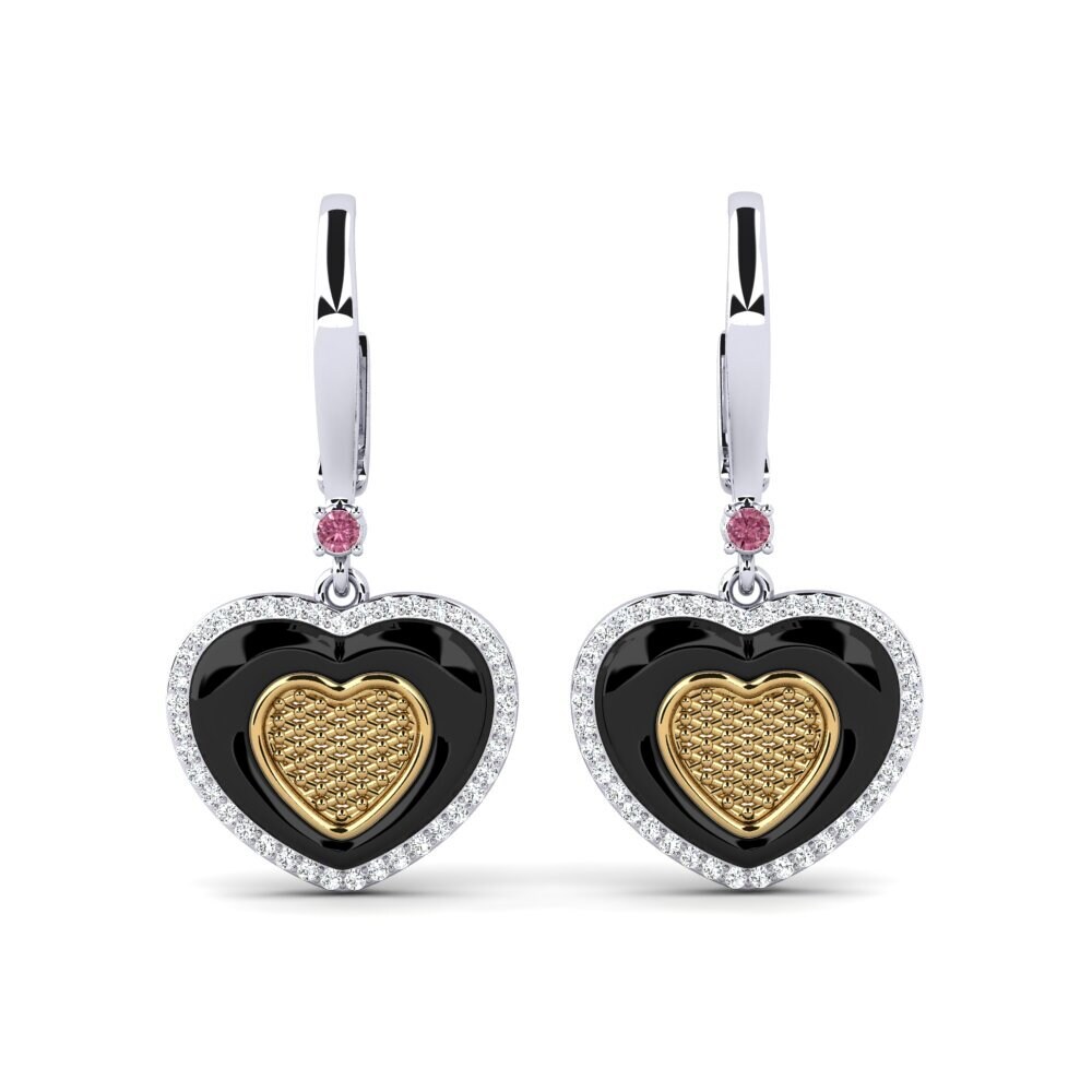 14ct White & Yellow Gold Rhodolite Garnet Women's Earring Ciccone