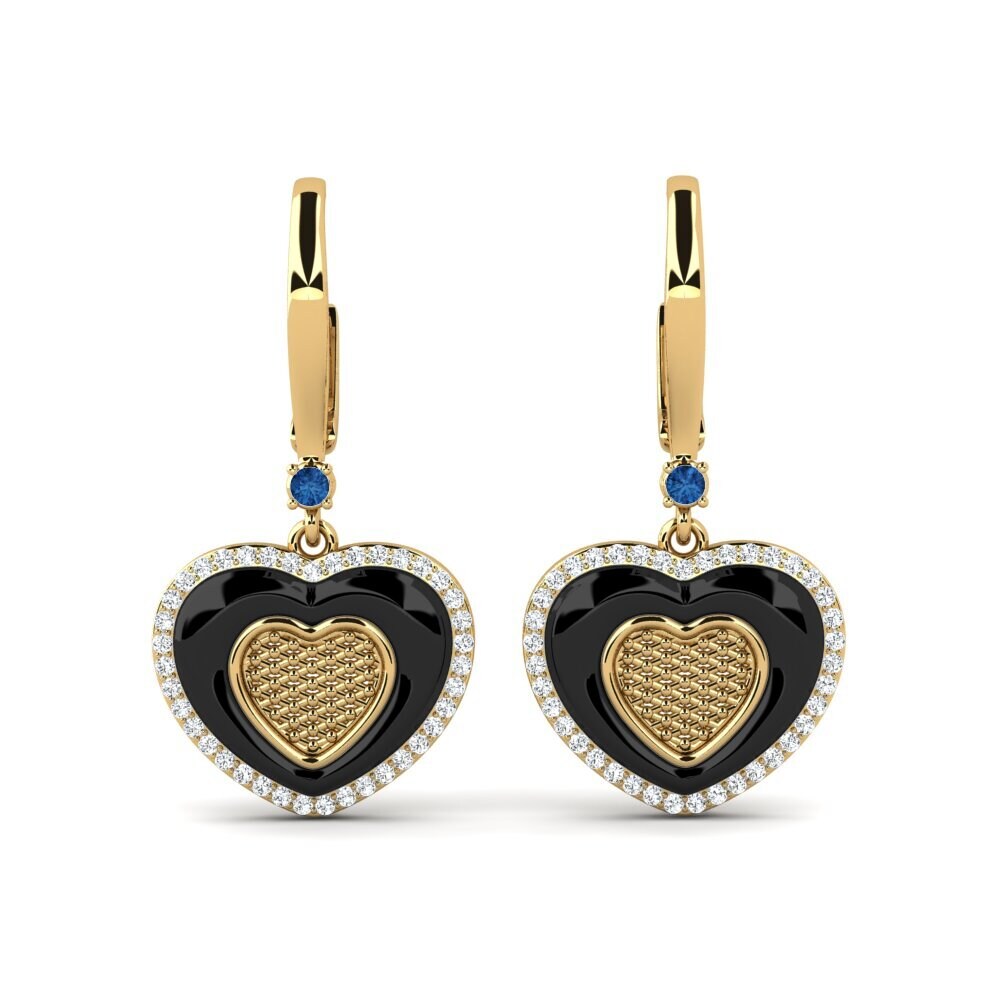 9ct Yellow Gold Dark Blue Zirconia Women's Earring Ciccone