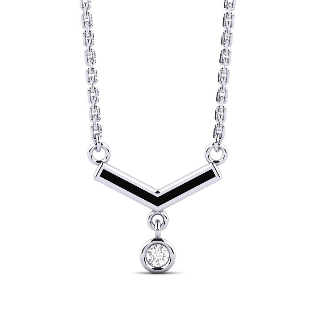 14k Oro Blanco Zafiro blanco Collar de Mujer Cigha