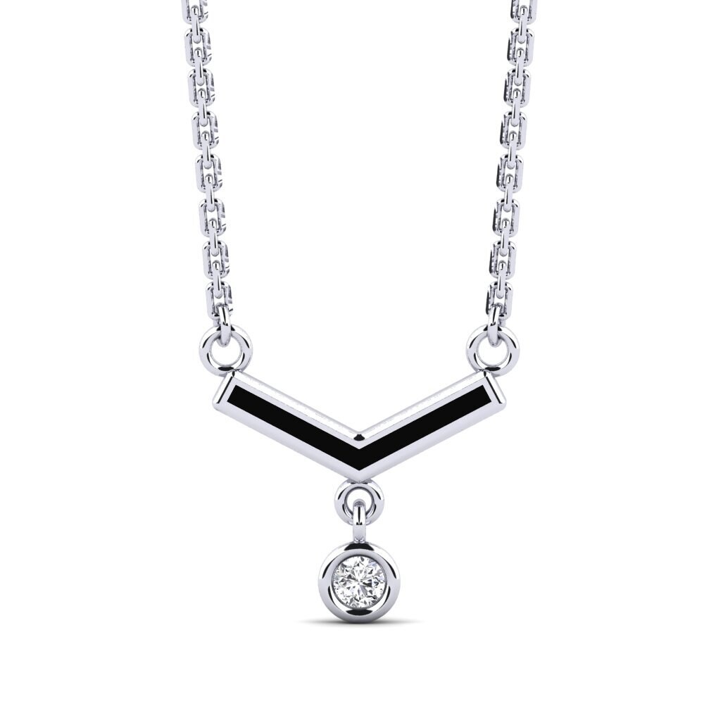 18k Oro Blanco Diamante cultivado en laboratorio Collar de Mujer Cigha