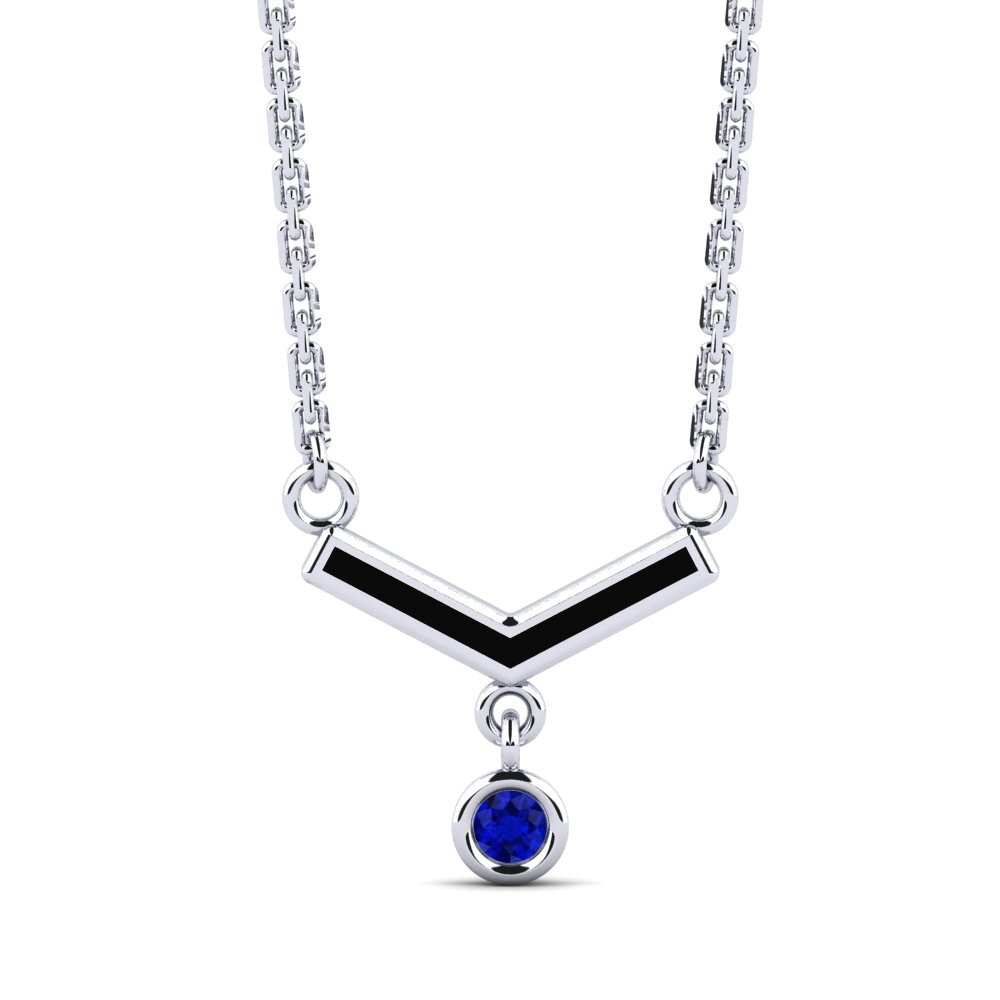 18k Oro Blanco Zafiro Collar de Mujer Cigha