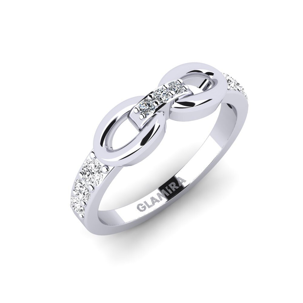 14k Oro Blanco Circonita Anillo meñique Cihi