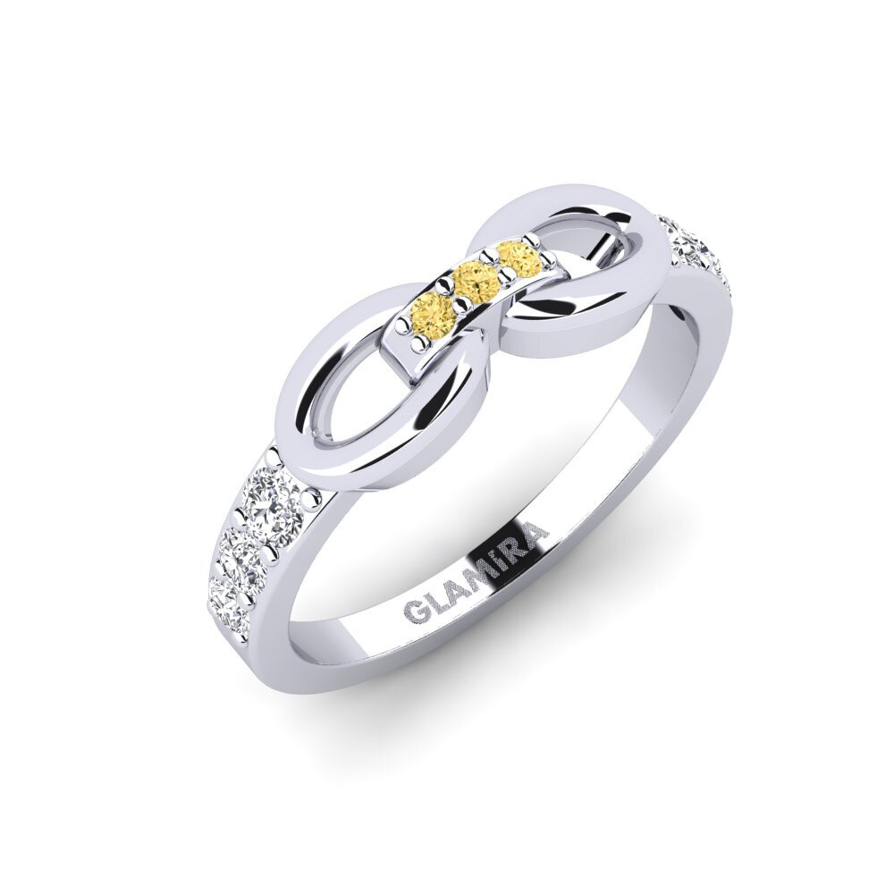 Plata 925 Diamante Amarillo Anillo meñique Cihi