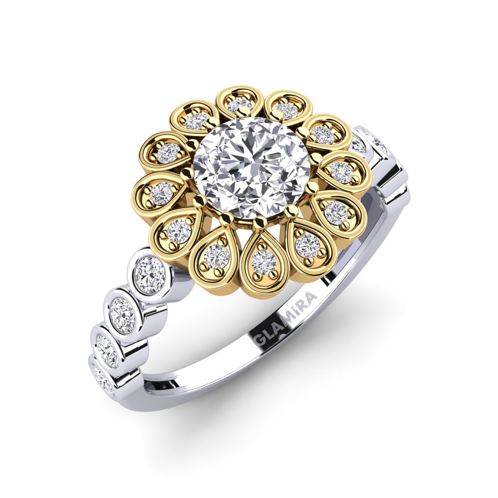 14k 白黃K金 鑽石 戒指 Cikliption