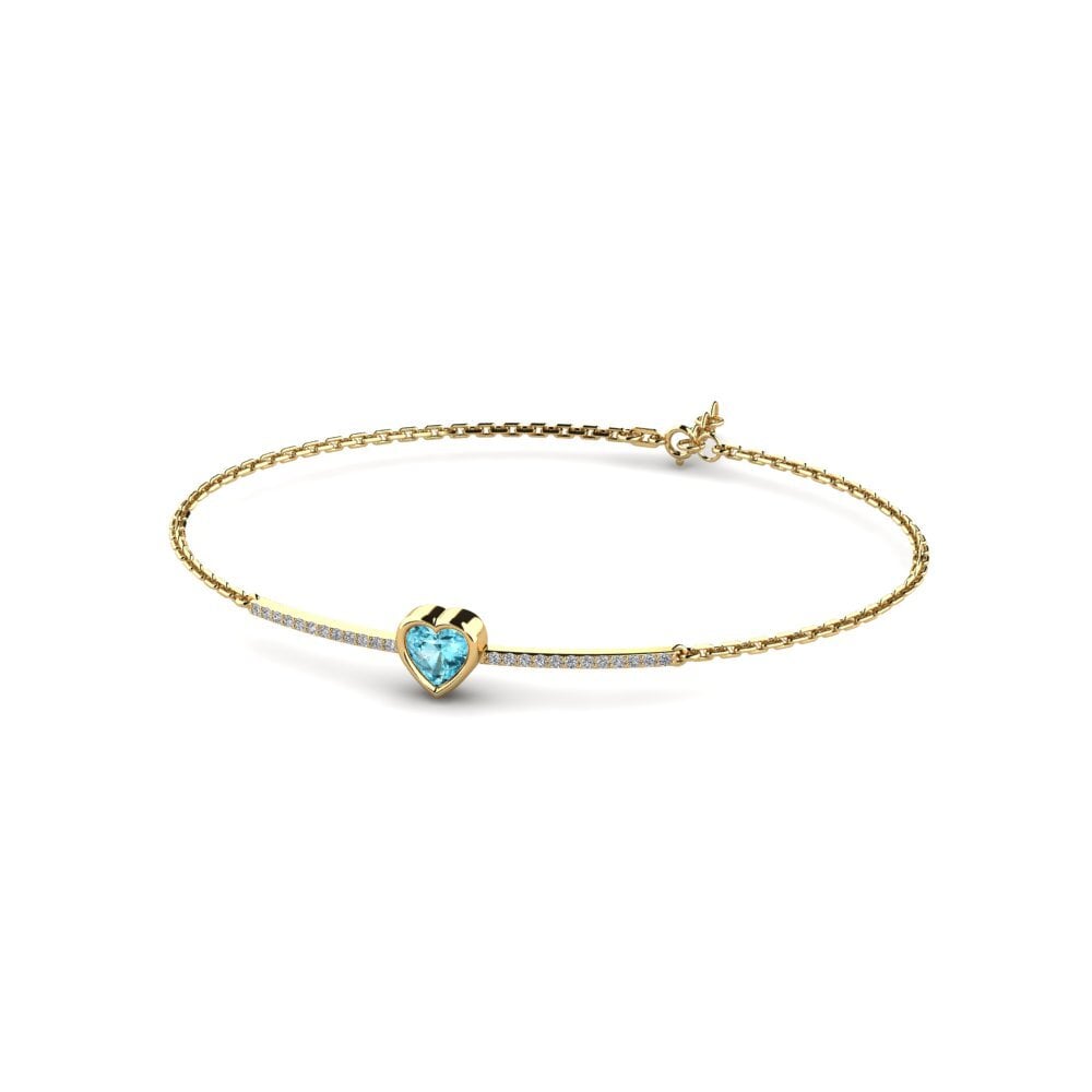 14ct Yellow Gold Blue Zircon Women's Bracelet Ciliessa