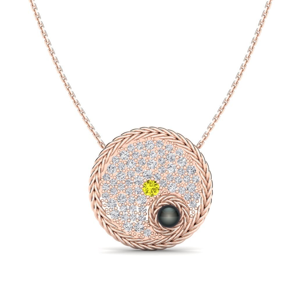 9ct Rose Gold Yellow Diamond Women's Necklace Cincture