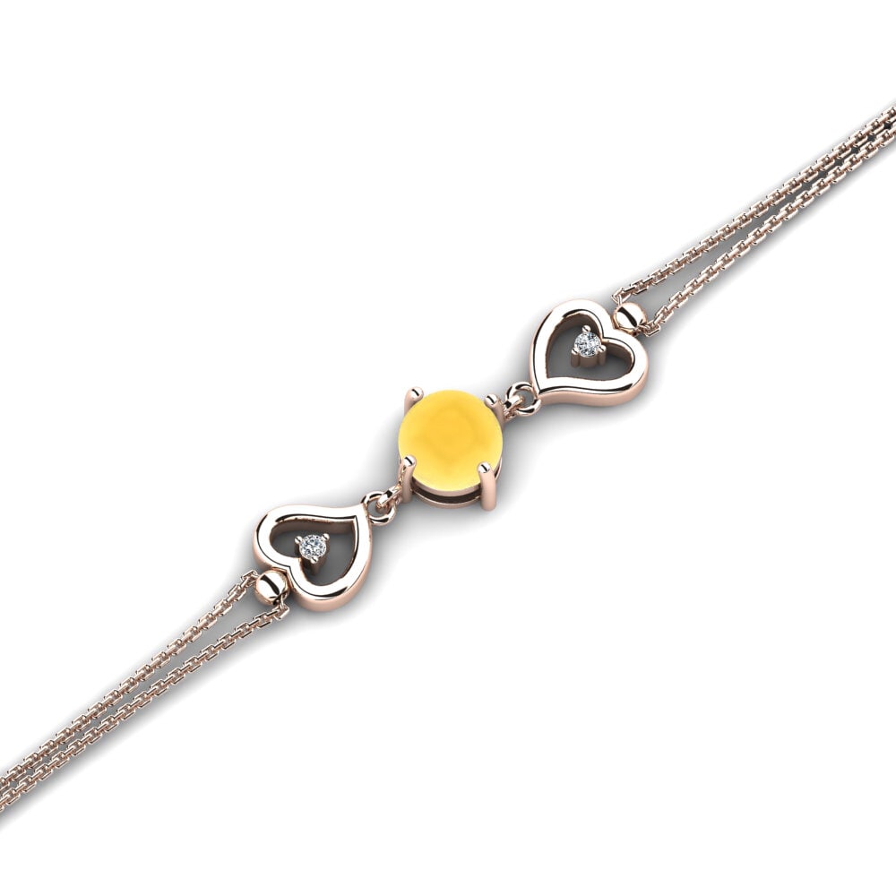 9k Oro Rosa Citrino Cabujón Pulsera de Mujer Cinda
