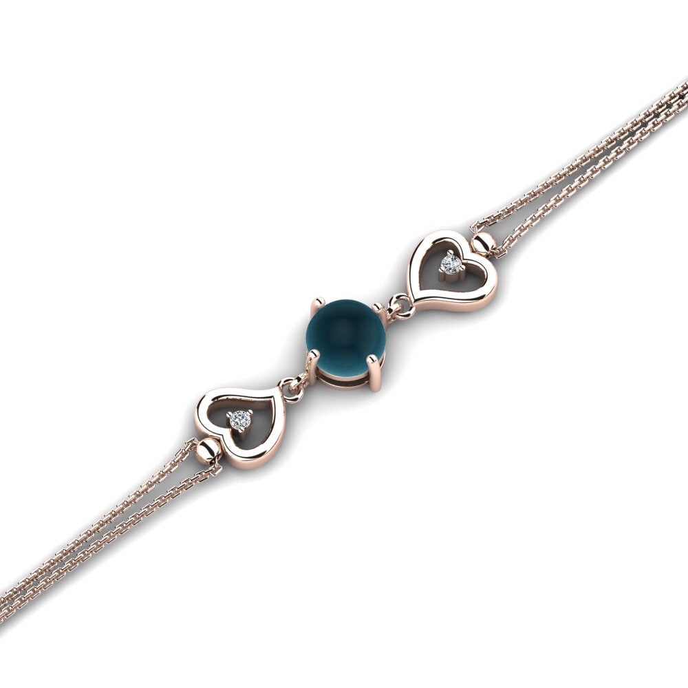 14k Rose Gold Cabochon London Blue Topaz Women's Bracelet Cinda