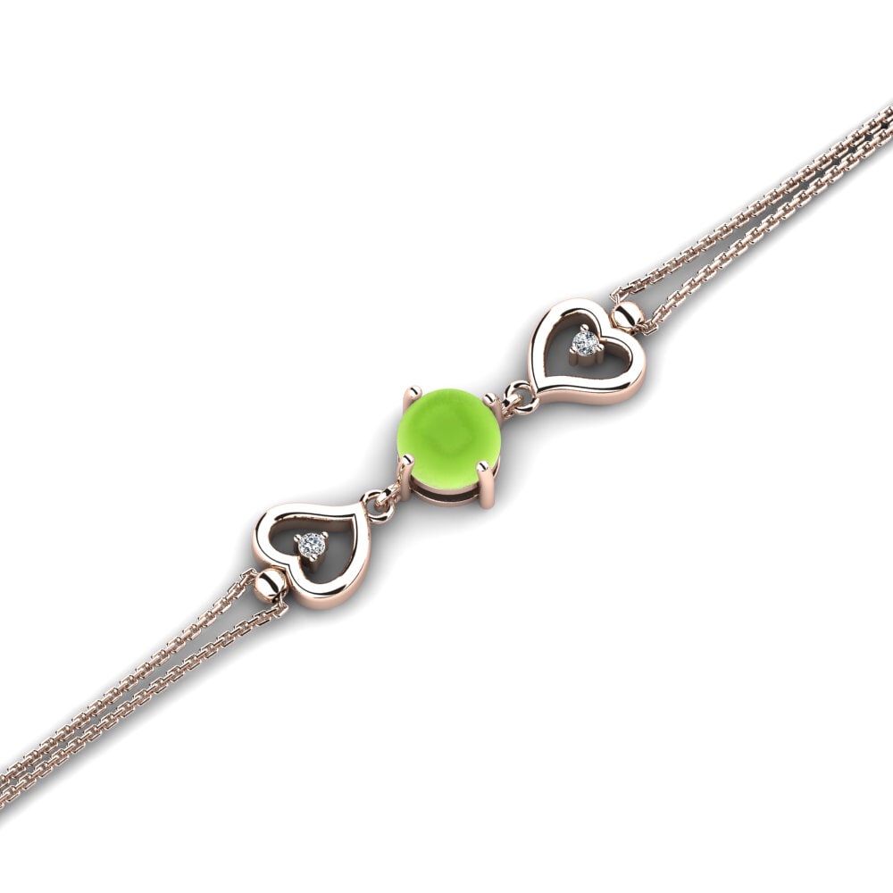 9k Oro Rosa Peridoto Cabujón Pulsera de Mujer Cinda