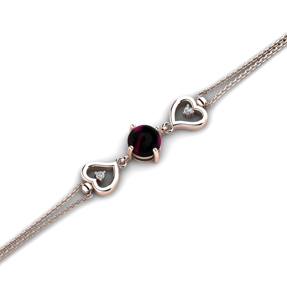 9k Oro Rosa Granate Rhodolite Cabujón Pulsera de Mujer Cinda