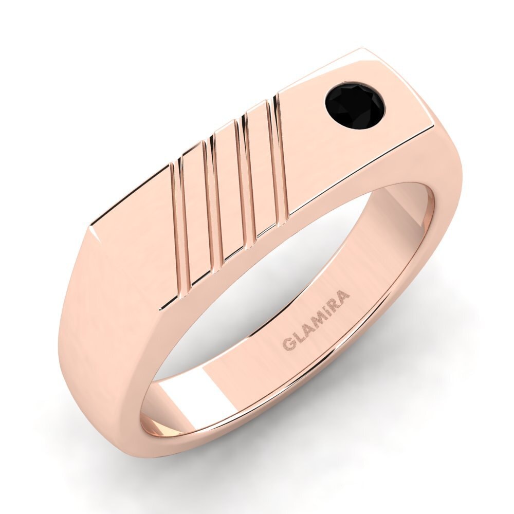 Oro Rosso 750 Zaffiro Nero Anello da uomo Ciprian