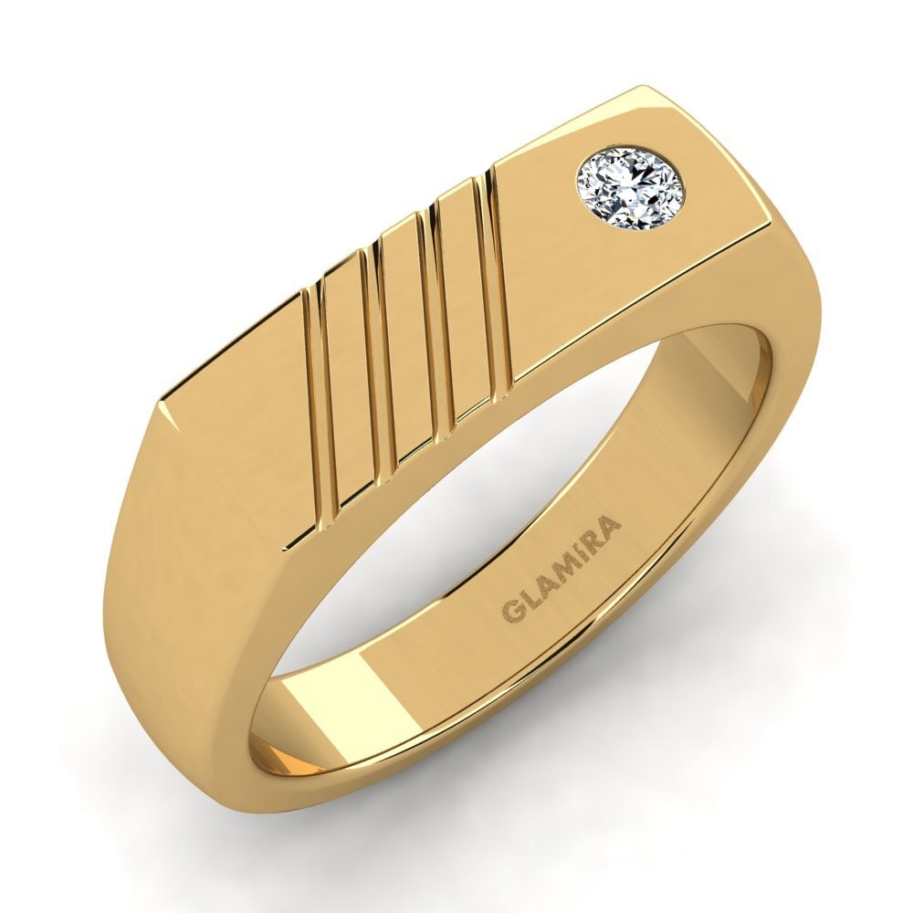 Oro Giallo 750 Zircone Anello da uomo Ciprian