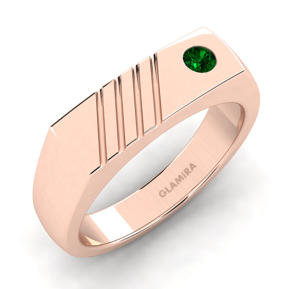 Oro Rosso 585 Zircone Verde Anello da uomo Ciprian
