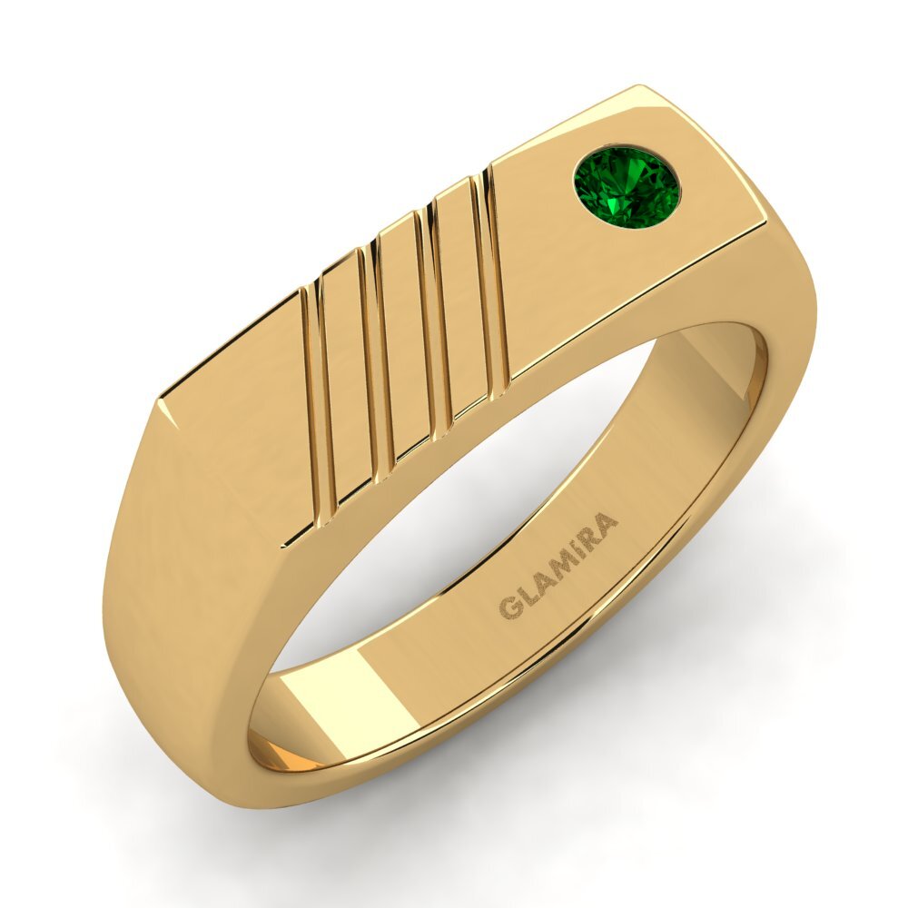 Oro Giallo 750 Zircone Verde Anello da uomo Ciprian