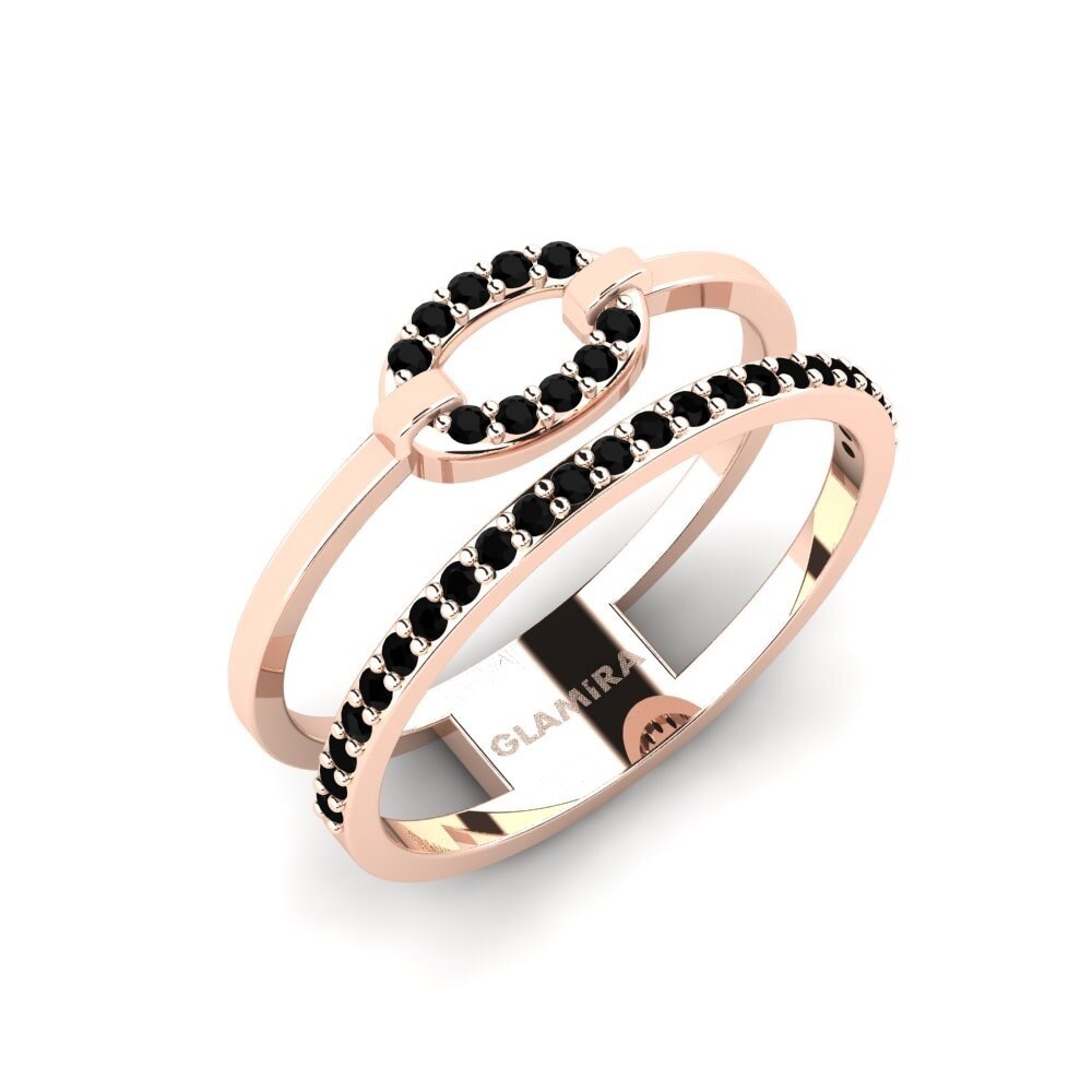 14k Oro Rosa Ónix Negro Anillo Cirunavvu