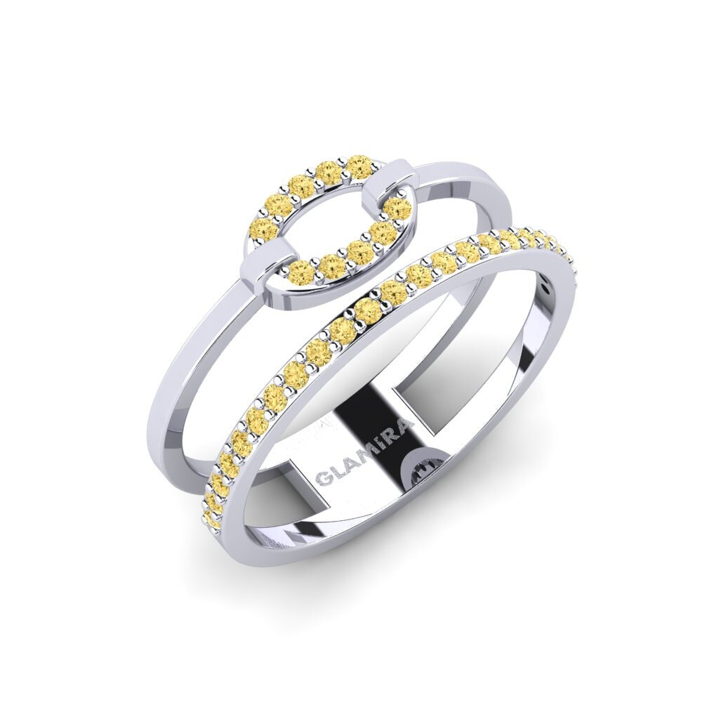 Plata 925 Diamante Amarillo Anillo Cirunavvu
