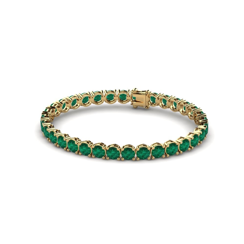 14k Oro Amarillo Esmeralda Pulsera de Mujer Cite