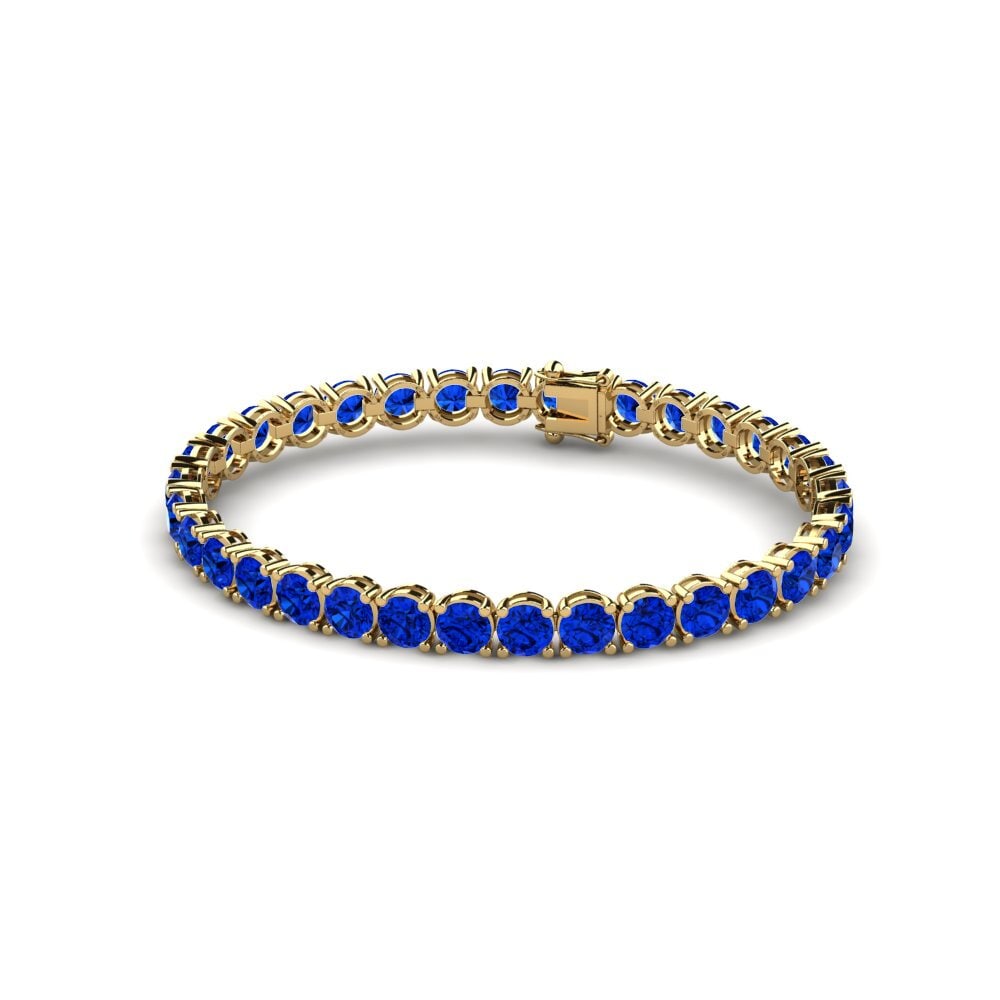 14k Oro Amarillo Safiro (Creado en Laboratorio) Pulsera de Mujer Cite