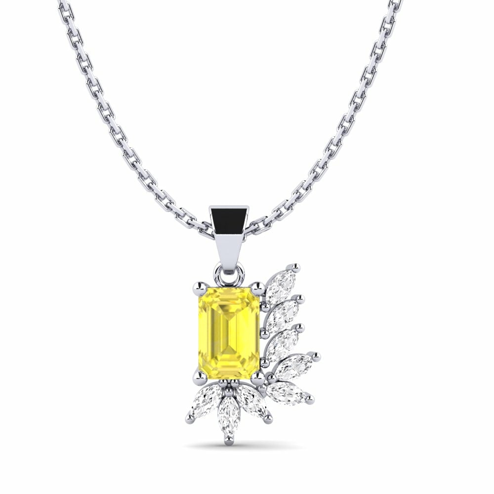 Flowers Amine by GLAMIRA Citlali 375 White Gold Yellow Sapphire