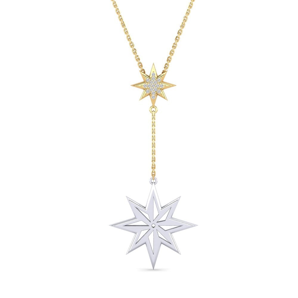Collier Séparateur/empilage Avec Saphir Jaune 6x7mm - Or Blanc - Fait Main - Neuf