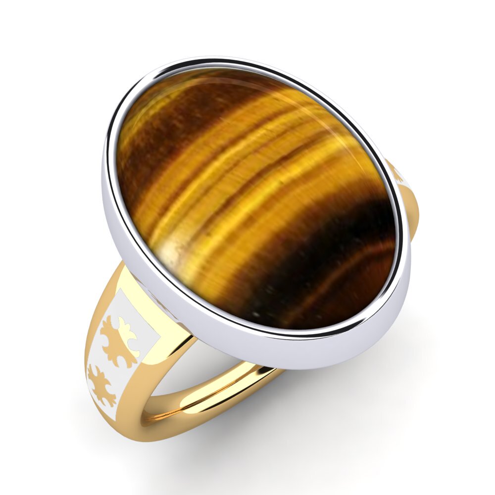 Ringe Cabochon 375 Gelb & Weißgold