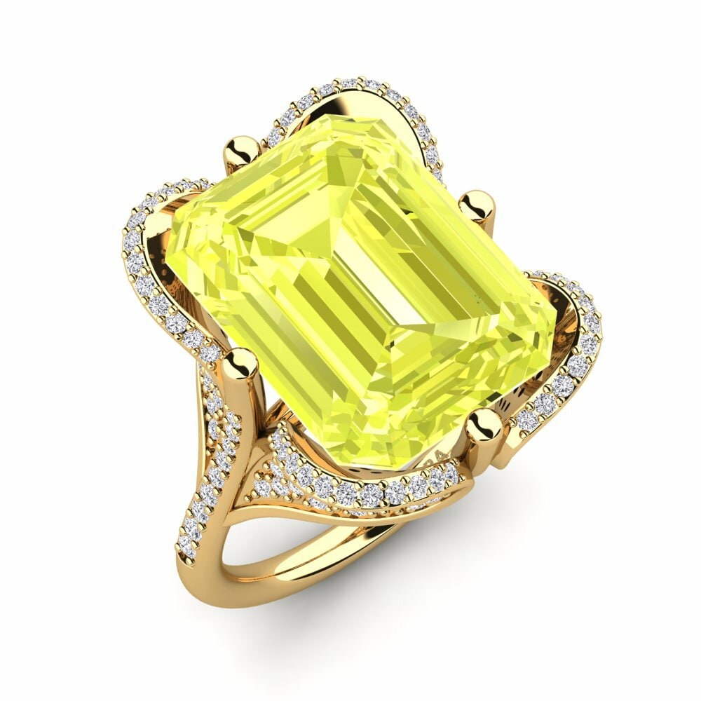 Or Jaune 14k Quartz Citron Bague Clare